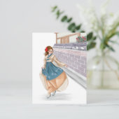 Koreanisches Mädchen, das hanbok-Postkarte wärmt Postkarte (Stehend Vorderseite)