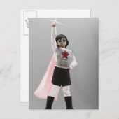 Koreanisches Mädchen in Superheldenkostüm mit aufg Postkarte (Vorne/Hinten)