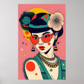 Koreanisches Mädchen mit roten Wangen und viel Haa Poster (Vorne)