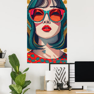 Koreanisches Mädchen mit Sonnenbrille Poster