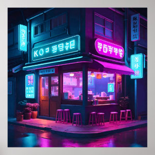 Koreanisches Neon-Coffee-Haus LoFi-Kunst Poster