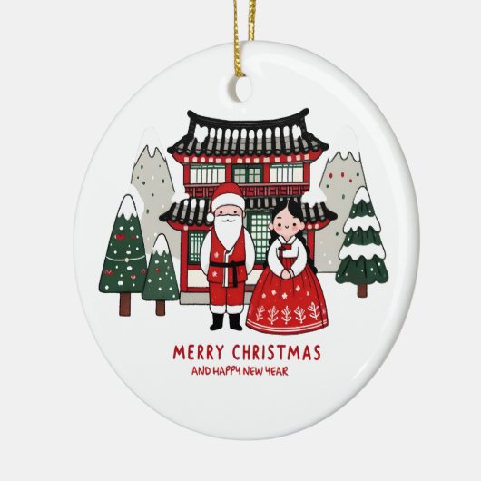 Koreanisches Weihnachten und glückliches Neues Jah Keramik Ornament (Links)