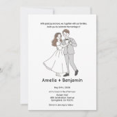 koren style Hand Drawn Wedding Couple | Wedding  Einladung (Vorderseite)
