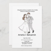 koren style Hand Drawn Wedding Couple | Wedding Einladung (Vorne/Hinten)
