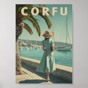 Korfu 50er Jahre Vintage-Reise Poster