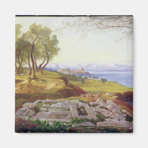 Korfu aus Ascension, c.1856-64 (Öl auf Leinwand) Magnet