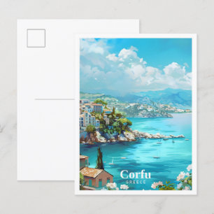 Korfu Griechenland Art Vintage Reise Postkarte