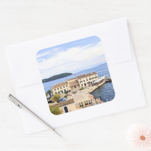 Korfu-Griechenland Quadratischer Aufkleber (Umschlag)