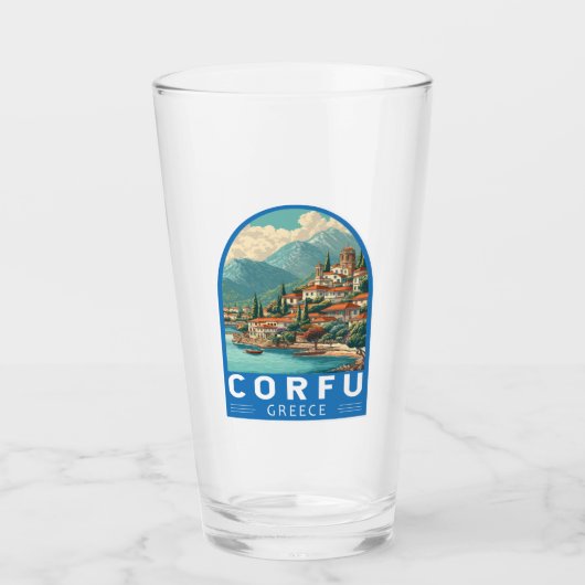 Korfu Griechenland Reise Kunst Emblem Glas (Vorderseite)