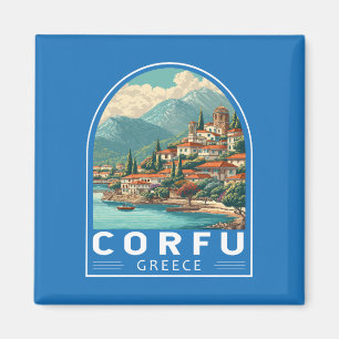 Korfu Griechenland Reise Kunst Emblem Magnet