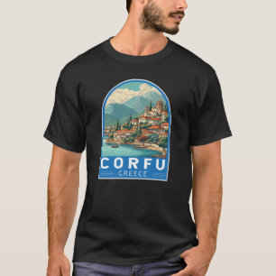 Korfu Griechenland Reise Kunst Emblem T-Shirt