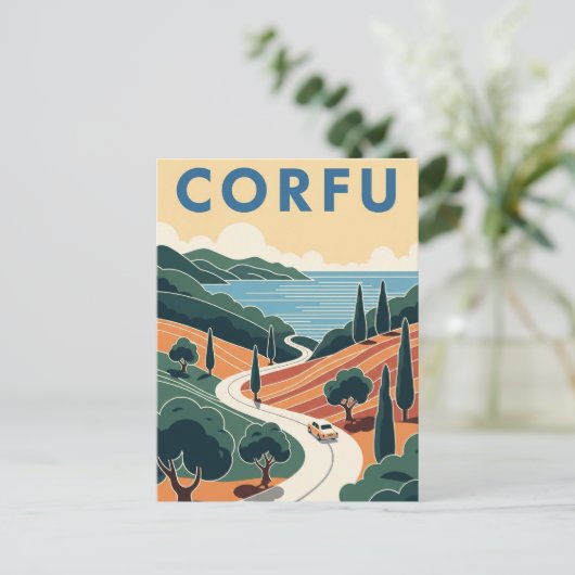 Korfu Griechenland Travel Postkarte (Stehend Vorderseite)