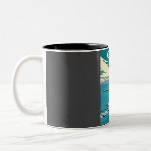 Korfu Griechenland Vintag Minimal Retro Travel Pos Zweifarbige Tasse