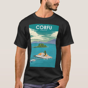 Korfu Griechenland Vintage Minimal Retro Reisepost T-Shirt