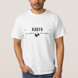 Korfu Koordinaten mit Globus und Sternen T-Shirt