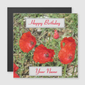 Korfu Red Poppies Magnetic Birthday Card Magnetkarte (Vorne/Hinten)