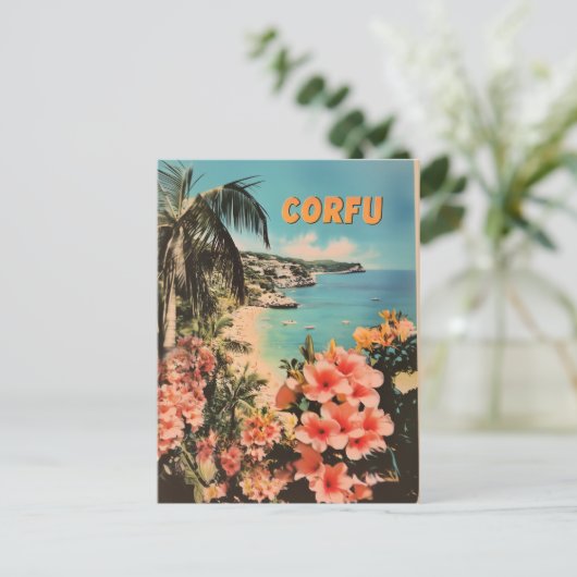 Korfu Vintag Postkarte (Stehend Vorderseite)