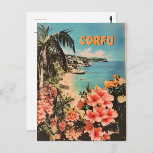 Korfu Vintag Postkarte (Vorne/Hinten)