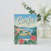 Korfu Vintage Postkarte (Stehend Vorderseite)