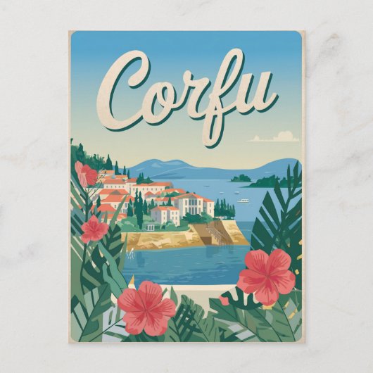 Korfu Vintage Postkarte (Vorderseite)