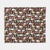 Korgi-Blütenschwarz Fleecedecke (Vorderseite (Horizontal))