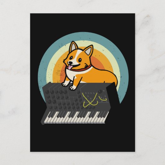 Korgi Dog Analog Drum Machine Keyboard Synthesizer Postkarte (Vorderseite)