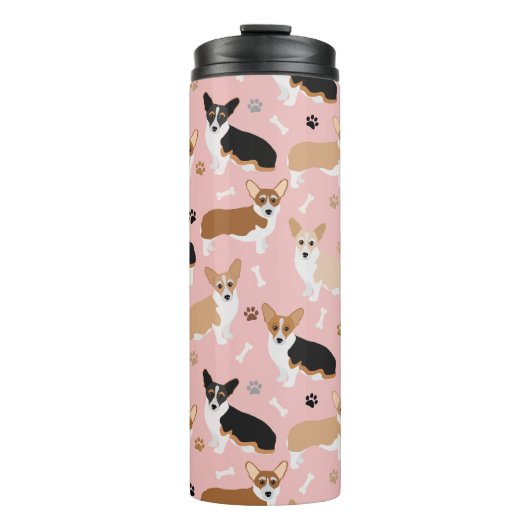 Korgi Dog Paws and Bones Thermal Tumbler Thermosbecher (Vorderseite)