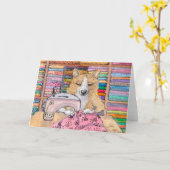 Korgi Hund, eine Quilt nähen, Leere Karte (Gelbe Blume)