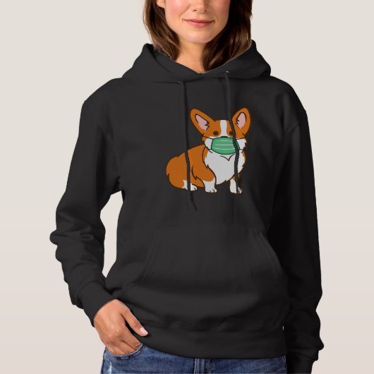 Korgi Hund Gesicht Maske soziale Distanzierung Ant Hoodie (Vorderseite)