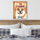 Korgi Hundegesicht mit einer Brille, Aquarell Leinwanddruck (Insitu (Schlafzimmer))