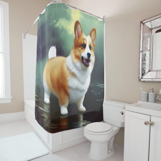 Korgi im Wasser Duschvorhang (Beispiel)