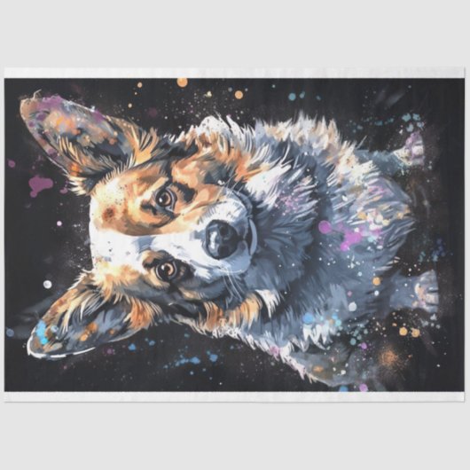 Korgi in Aquarell 3 Dekoupage Papier (Vorderseite)