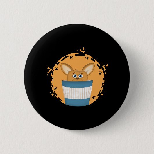 Korgi in einer Kaffee-Tasse Button (Vorderseite)