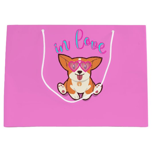 Korgi in Liebe Große Geschenktüte (Vorderseite)
