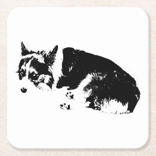 Korgi-Krümmung in Monochrom Rechteckiger Pappuntersetzer