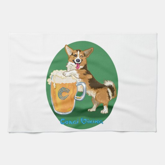 Korgi mit Bier Geschirrtuch (Horizontal)