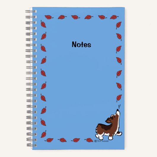 Korgi mit Blätter - Blau - Notizblock (Vorderseite)