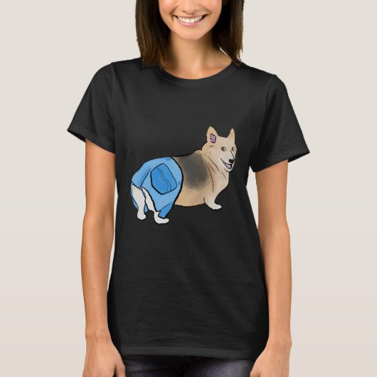 Korgi mit Pflanzen T-Shirt (Vorderseite)
