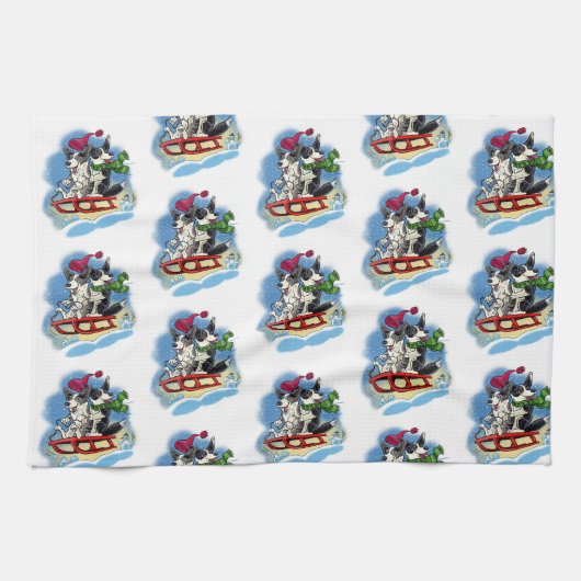 Korgis im Schnee Geschirrtuch (Horizontal)