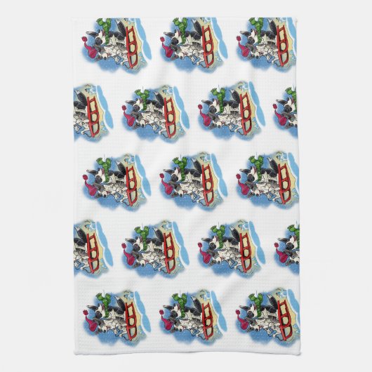 Korgis im Schnee Geschirrtuch (Vertikal)