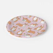 Korgismuster in Rosa Pappteller (Schrägansicht)