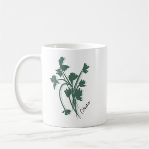 Koriander-Kräutergarten Coriander Handgezeichnet   Kaffeetasse