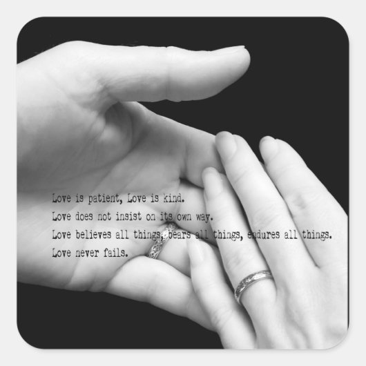 Korinther 13 Verheiratete Handaufkleber Quadratischer Aufkleber (Vorderseite)