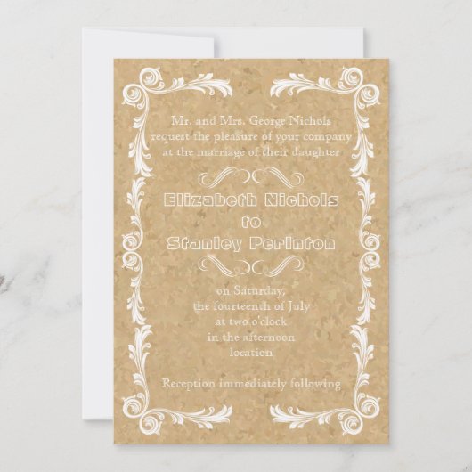 Kork mit Vintager Rahmenhochzeit Einladung (Vorderseite)
