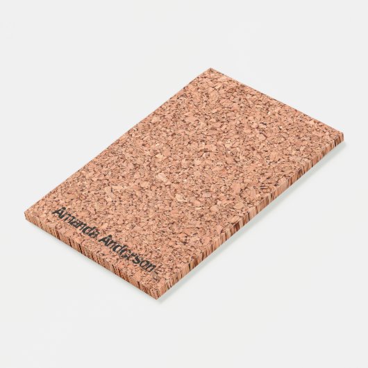 Korkbrett mit Personalisiertem Text Post-it Klebezettel (angewinkelt)