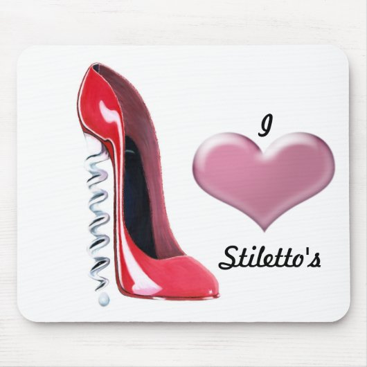 Korkenzieher-Fersen-rote Stilett-Schuh-Kunst Mousepad (Vorne)