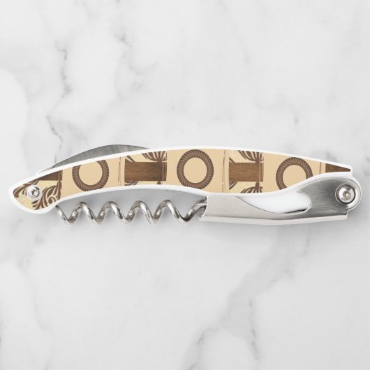 Korkenzieher Flaschenöffner Braun und Beige (Rückseite)