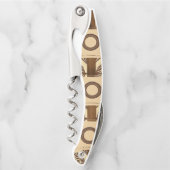 Korkenzieher Flaschenöffner Braun und Beige (Vorderseite)