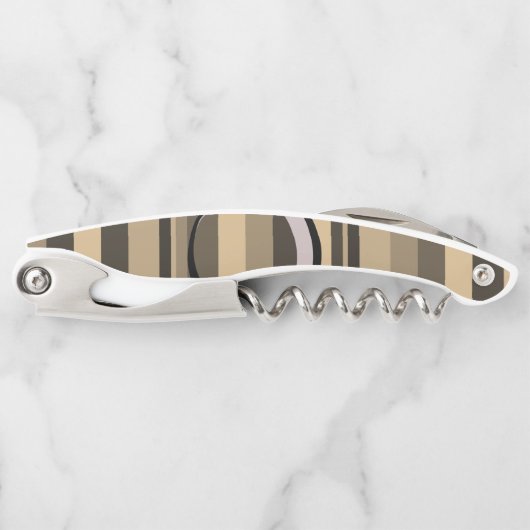 Korkenzieher Flaschenöffner Braun und Beige (Vorderseite)