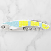 Korkenzieher Flaschenöffner Gelb und Blau (Vorderseite)